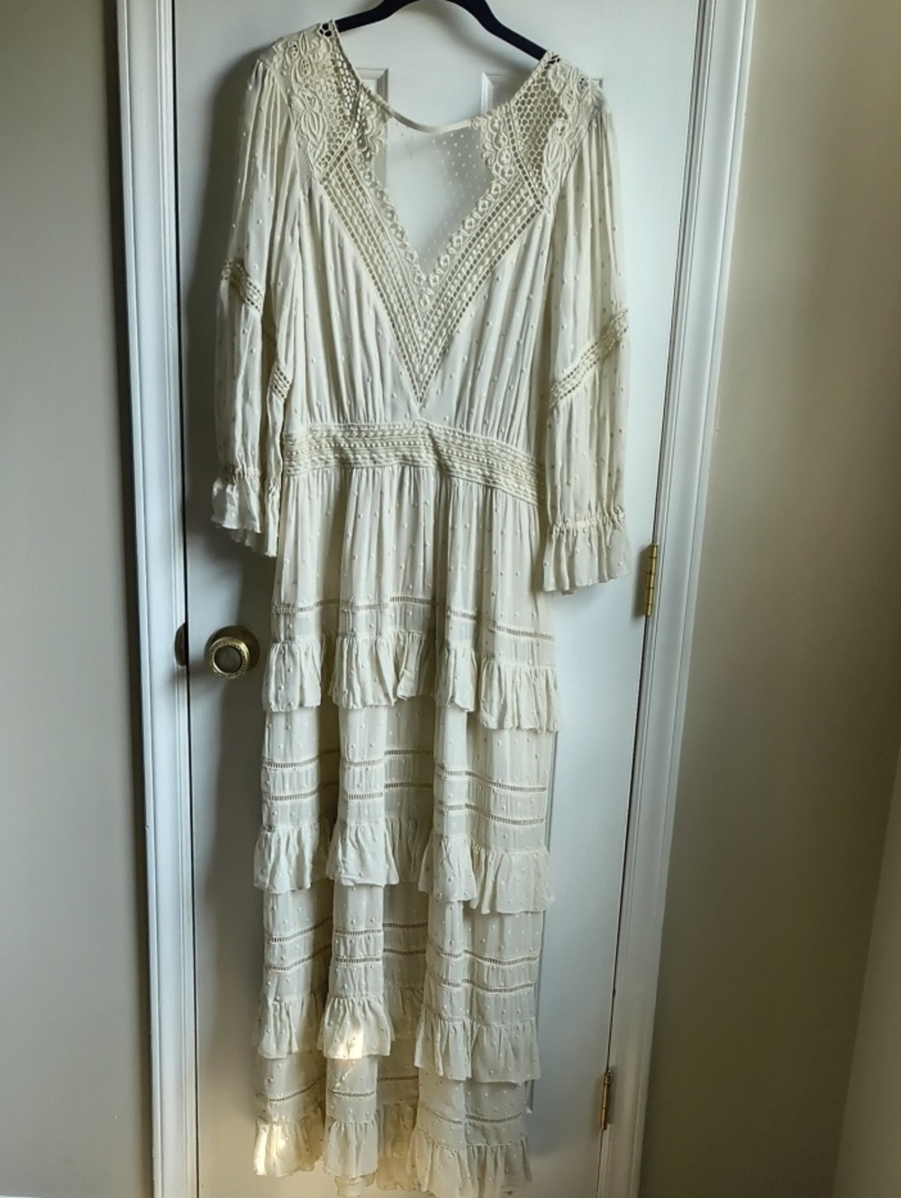 Love Sam Lace Embroidered Cream Maxi Dress NWT